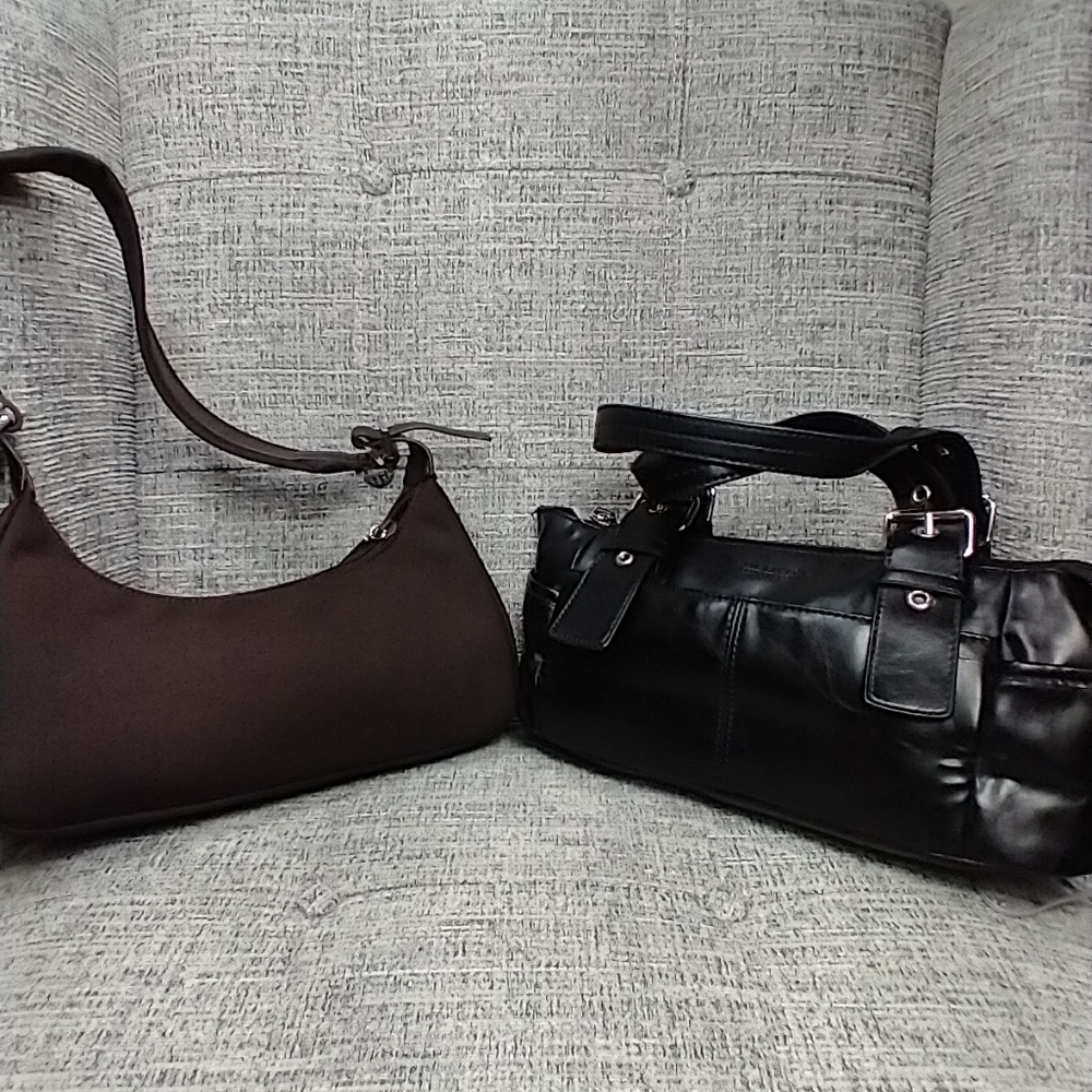 Kenneth Cole Reaction New York Black &Apostrophe Women Dark Brown Canvas  Bags